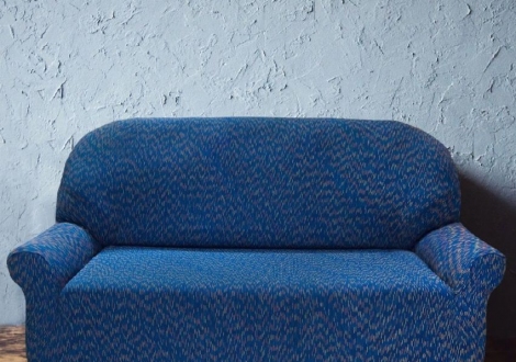 Нью-Йорк - Фэшн Блу (синий+другие цвета).  Чехол на  3-ёх местный диван